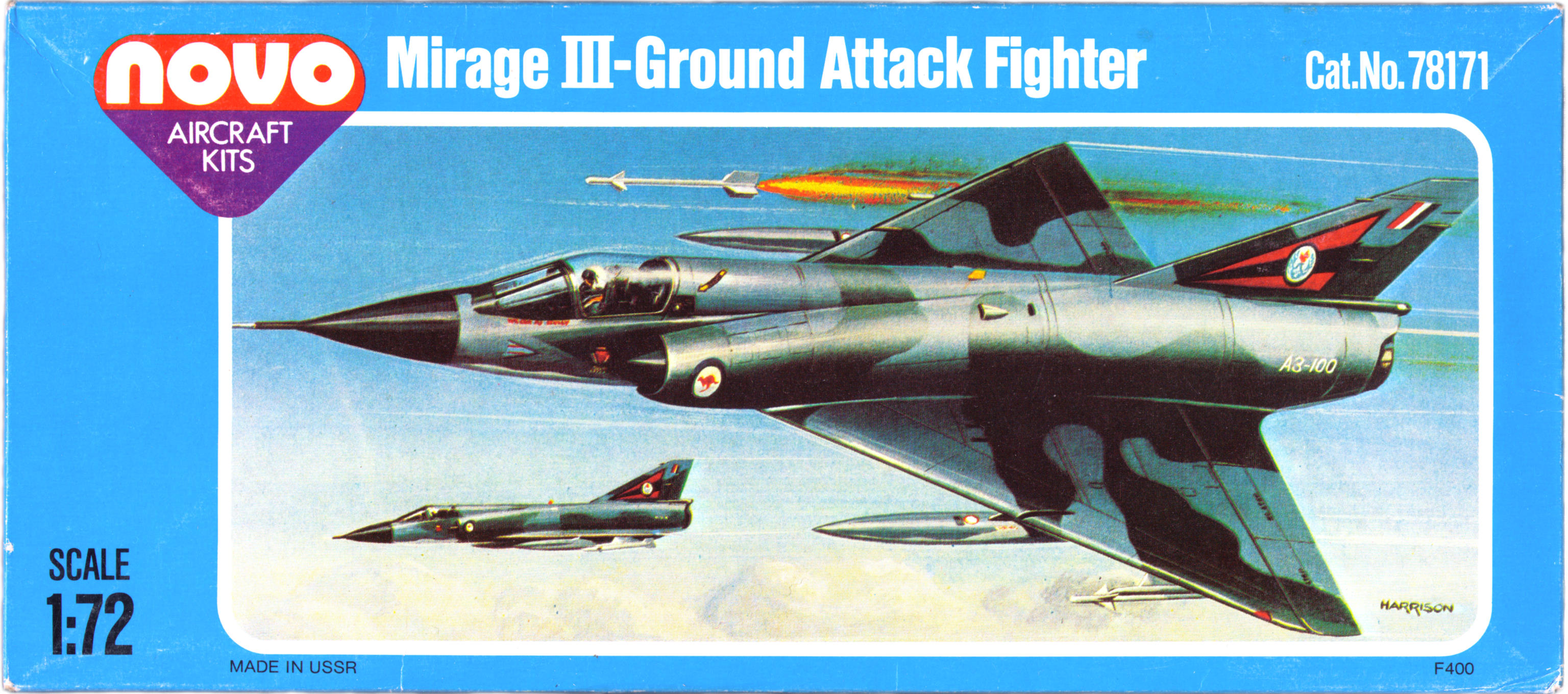 NOVO F400 Dassault Mirage IIIE/O(A), NOVO Toys Ltd Cat.No.78171, 1980 тестовая коробка